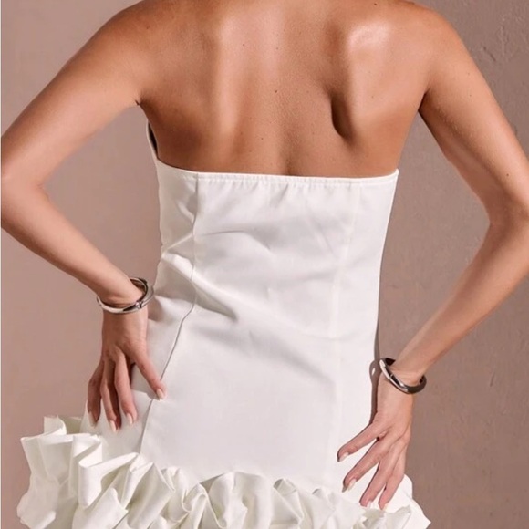 White Ruffle Mini Dress - Picture 2 of 2